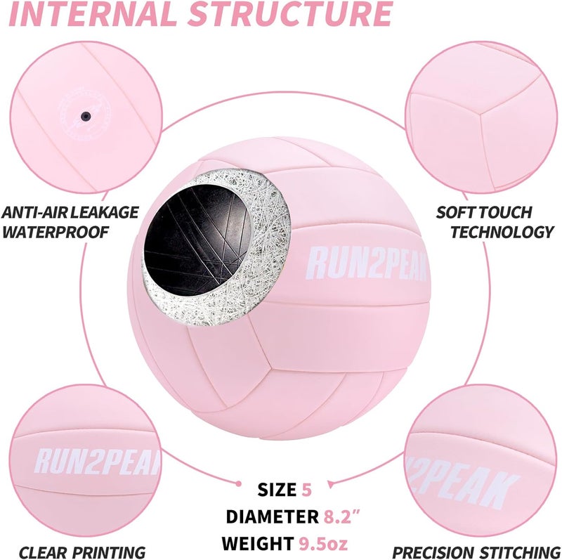 RUN2PEAK Soft Touch Volleyball Ball Gifts for Teen Girls Kids Youth Team Beginners Durable Volleyballs for Outdoor Indoor Beach Pool Water Play Official Size 5 Training Practice Volley Ball - Image 5